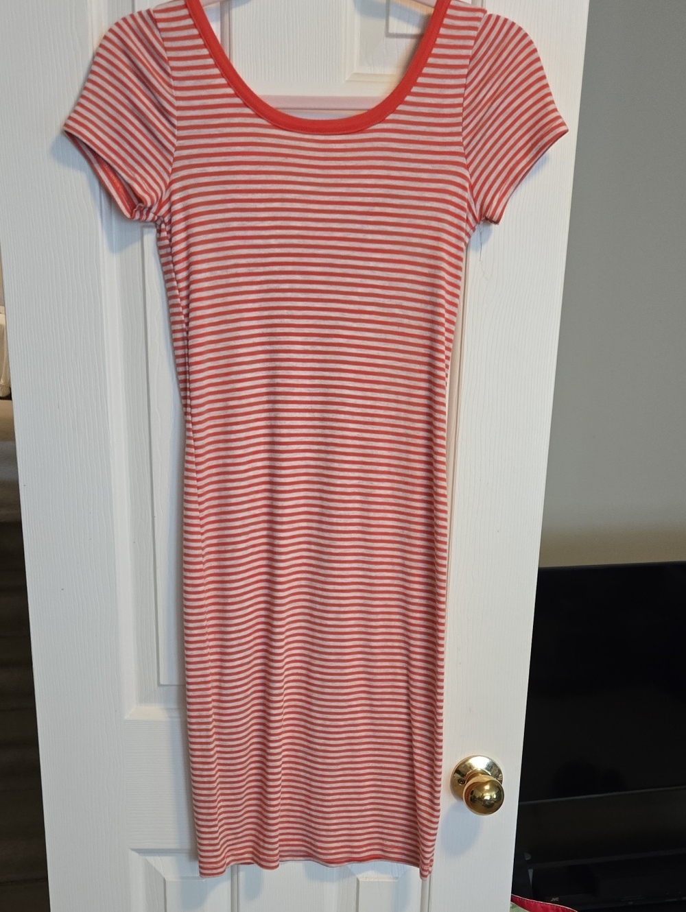 Casual Orange Striped Knit Dress